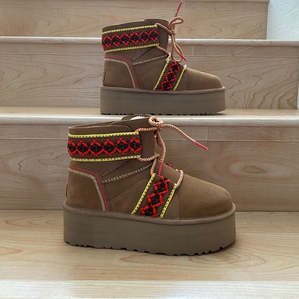 NEW UGG - Classic Mini II Braid Platform Boots size 7
